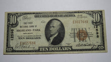 Load image into Gallery viewer, $10 1929 Highland Park New Jersey NJ National Currency Bank Note Bill #12598 VF+