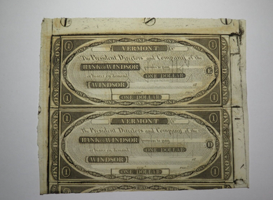 $1 18__ Windsor Vermont VT Obsolete Currency Uncut Bank Sheet Notes Uncirculated