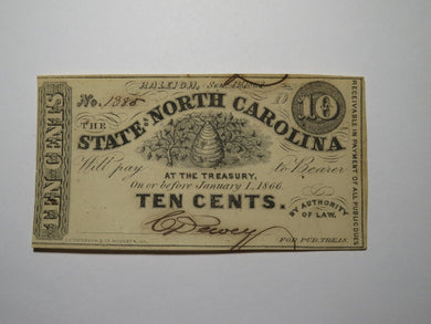 $.10 1862 Raleigh North Carolina Obsolete Currency Bank Note Bill NC State UNC+