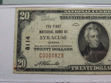 Load image into Gallery viewer, $20 1929 Syracuse Kansas KS National Currency Bank Note Bill Ch #8114 VF20 PMG