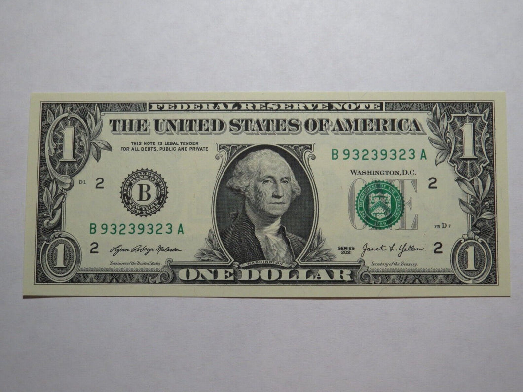$1 2021 Repeater Serial Number Federal Reserve Currency Bank Note Bill #93239323