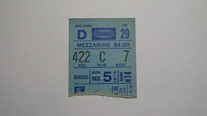December 5, 1976 New York Rangers Vs. Toronto Maple Leafs NHL Hockey Ticket Stub