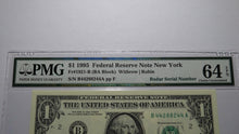 Load image into Gallery viewer, $1 1995 Radar Serial Number Federal Reserve Currency Bank Note Bill PMG UNC64EPQ