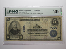 Load image into Gallery viewer, $5 1902 Selma Alabama AL National Currency Bank Note Bill Ch. #7084 VF20 PMG