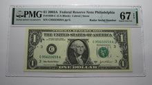 Load image into Gallery viewer, $1 2003 Radar Serial Number Federal Reserve Currency Bank Note Bill PMG UNC67EPQ