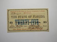 Load image into Gallery viewer, $.25 1863 Tallahassee Florida Obsolete Currency Bank Note Bill State of FL UNC++