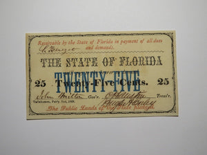 $.25 1863 Tallahassee Florida Obsolete Currency Bank Note Bill State of FL UNC++