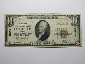 $10 1929 East St. Louis Illinois IL National Currency Bank Note Bill Ch #5070 VF
