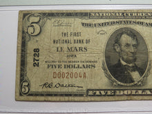 Load image into Gallery viewer, $5 1929 Le Mars Iowa IA National Currency Bank Note Bill Charter #2728 F15 PMG