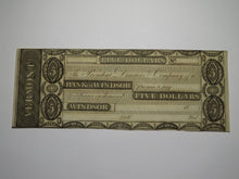 Load image into Gallery viewer, $5 18__ Windsor Vermont VT Obsolete Currency Bank Note Bill Remainder Rare UNC++