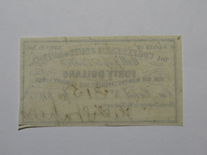 $40 1861 Confederate Bond Coupon Certificate Currency Bank Note Bill UNC