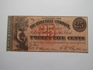 $.25 1862 Hydeville Vermont VT Obsolete Currency Bank Note Bill Remainder UNC++