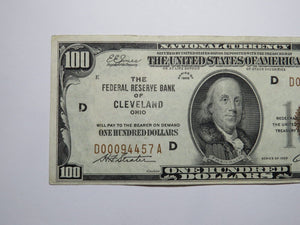 $100 1929 Cleveland Ohio OH National Currency Note Federal Reserve Bank XF Low #