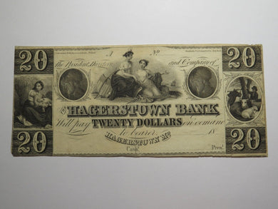 $20 18__ Hagerstown Maryland MD Obsolete Currency Bank Note Remainder Bill