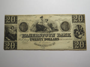 $20 18__ Hagerstown Maryland MD Obsolete Currency Bank Note Remainder Bill
