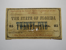 Load image into Gallery viewer, $.25 1863 Tallahassee Florida FL Obsolete Currency Bank Note Bill State of FL