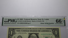 Load image into Gallery viewer, $1 2001 Radar Serial Number Federal Reserve Currency Bank Note Bill PMG UNC66EPQ