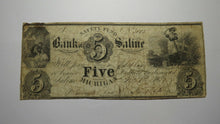 Load image into Gallery viewer, $5 1837 Saline Michigan MI Obsolete Currency Bank Note Bill! Safety Fund Saline 
