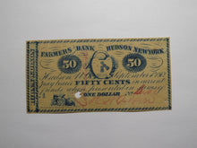 Load image into Gallery viewer, $.50 1862 Hudson New York NY Obsolete Currency Note Bill Hiram Dixon VF