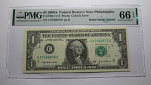 Load image into Gallery viewer, $1 2003 Radar Serial Number Federal Reserve Currency Bank Note Bill PMG UNC66EPQ