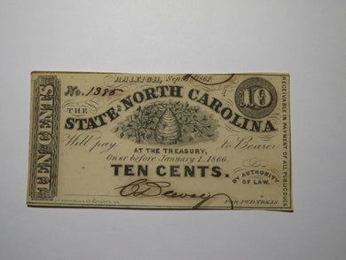 $.10 1862 Raleigh North Carolina Obsolete Currency Bank Note Bill NC State UNC+