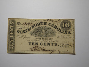 $.10 1862 Raleigh North Carolina Obsolete Currency Bank Note Bill NC State UNC+