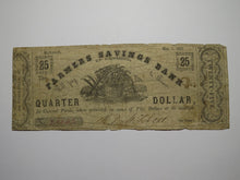 Load image into Gallery viewer, $.25 1861 Richmond Virginia Obsolete Currency Note Bill Farmers Savings Bank