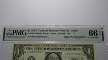 Load image into Gallery viewer, $1 2001 Radar Serial Number Federal Reserve Currency Bank Note Bill PMG UNC66EPQ
