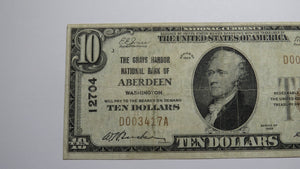 $10 1929 Aberdeen Washington WA National Currency Bank Note Bill Ch. #12704 VF