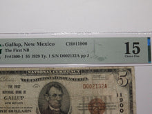 Load image into Gallery viewer, $5 1929 Gallup New Mexico NM National Currency Bank Note Bill Ch #11900 F15