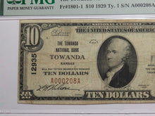 Load image into Gallery viewer, $10 1929 Towanda Kansas KS National Currency Bank Note Bill Ch. #12935 VF20 PMG