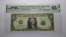 Load image into Gallery viewer, $1 1988 Radar Serial Number Federal Reserve Currency Bank Note Bill PMG UNC65EPQ