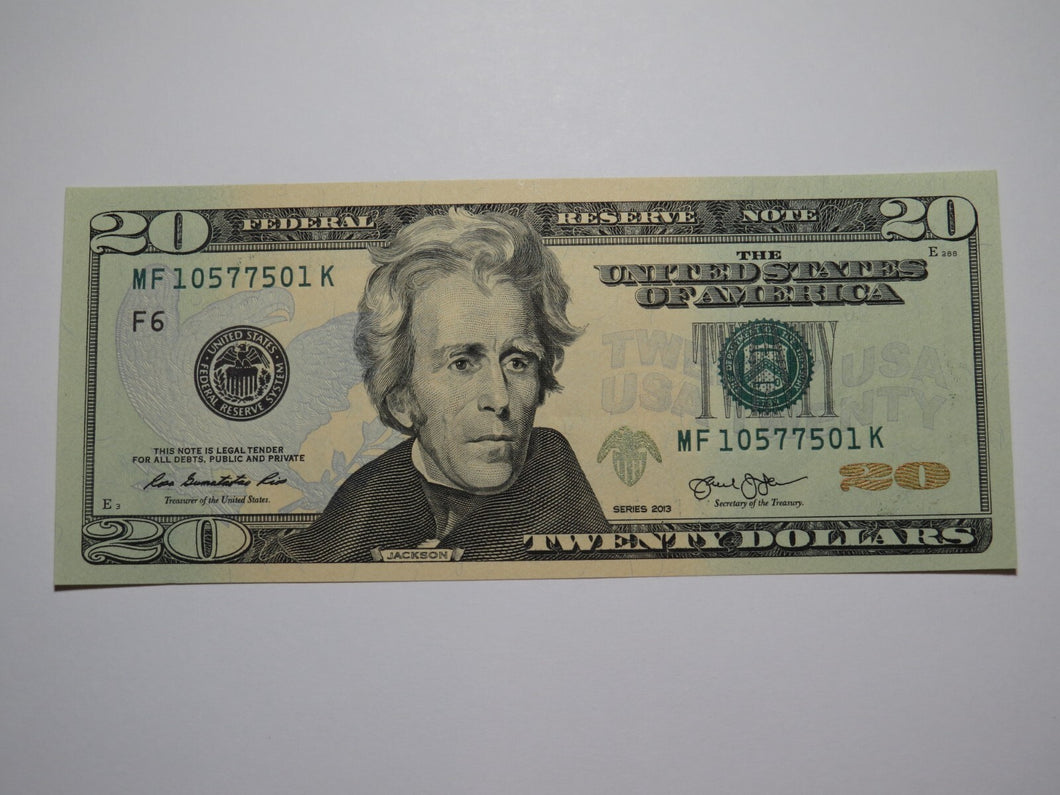 $20 2013 Radar Serial Number Federal Reserve Currency Bank Note Bill #10577501
