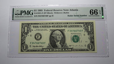 $1 1995 Radar Serial Number Federal Reserve Currency Bank Note Bill PMG UNC66EPQ