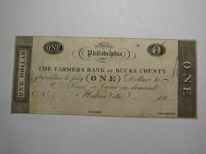 $1 18__ Hulmeville Pennsylvania Obsolete Currency Bank Note Bill Remainder UNC++