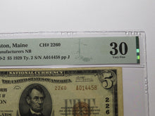 Load image into Gallery viewer, $5 1929 Lewiston Maine National Currency Bank Note Bill Charter #2260 VF30 PMG