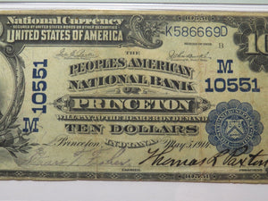 $10 1902 Princeton Indiana IN National Currency Bank Note Bill #10551 VF25 PMG