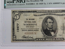 Load image into Gallery viewer, $5 1929 Woodbine New Jersey NJ National Currency Bank Note Bill Ch. #12977 VF20