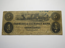 Load image into Gallery viewer, $5 1854 Charleston South Carolina Obsolete Currency Bank Note Farmers Exchange