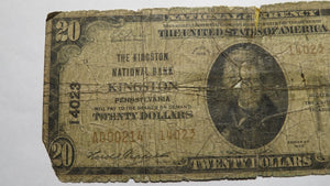 $20 1929 Kingston Pennsylvania PA National Currency Bank Note Bill! #14023 RARE!