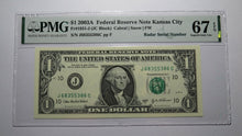 Load image into Gallery viewer, $1 2003 Radar Serial Number Federal Reserve Currency Bank Note Bill PMG UNC67EPQ