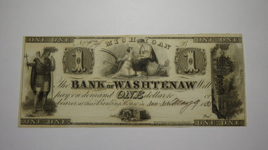 $1 1835 Ann Arbor Michigan MI Obsolete Currency Bank Note Bill Washtenaw Bank AU