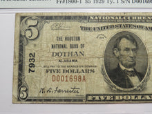 Load image into Gallery viewer, $5 1929 Dothan Alabama AL National Currency Bank Note Bill Ch. #7932 F15 PMG