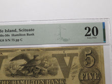 Load image into Gallery viewer, $5 1840 Scituate Rhode Island Obsolete Currency Bank Note Bill The Hamilton Bank