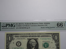 Load image into Gallery viewer, $1 2017 Radar Serial Number Federal Reserve Currency Bank Note Bill PMG UNC66EPQ