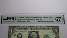 Load image into Gallery viewer, $1 2003A Repeater Serial Number Federal Reserve Currency Bank Note Bill UNC67EPQ