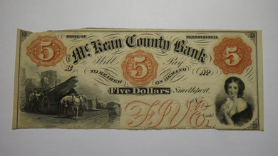 $5 185_ Smethport Pennsylvania PA Obsolete Currency Note Bill McKean County Bank