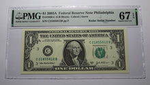 Load image into Gallery viewer, $1 2003 Radar Serial Number Federal Reserve Currency Bank Note Bill PMG UNC67EPQ