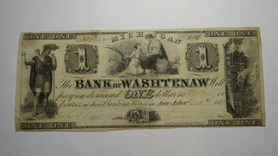 $1 1835 Ann Arbor Michigan MI Obsolete Currency Bank Note Bill! Washtenaw Bank!