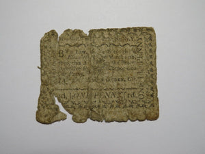 1790 One Penny Elizabeth Borough New Jersey Colonial Currency Note Bill RARE NJ!